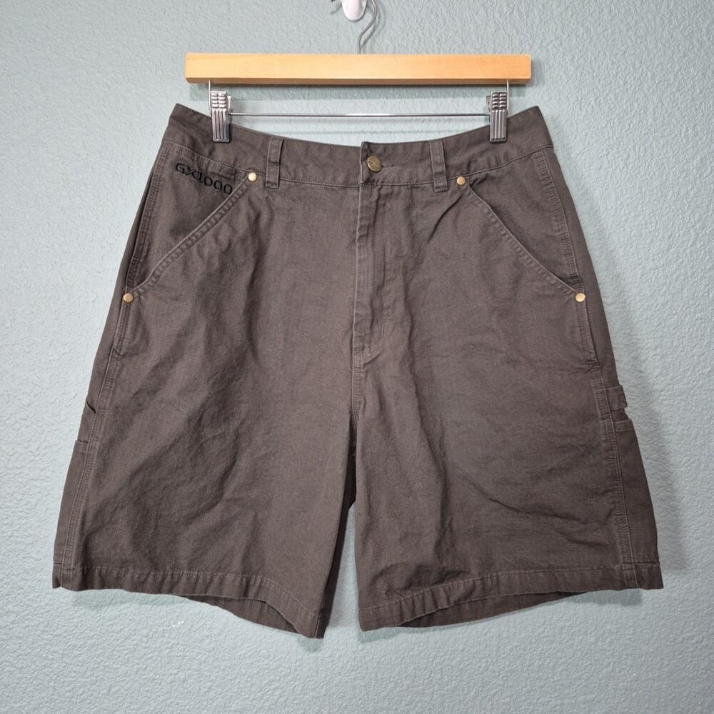 GX1000 Carpenter Shorts Mens 30 Embroidered Brown Slash Pockets Mid Rise